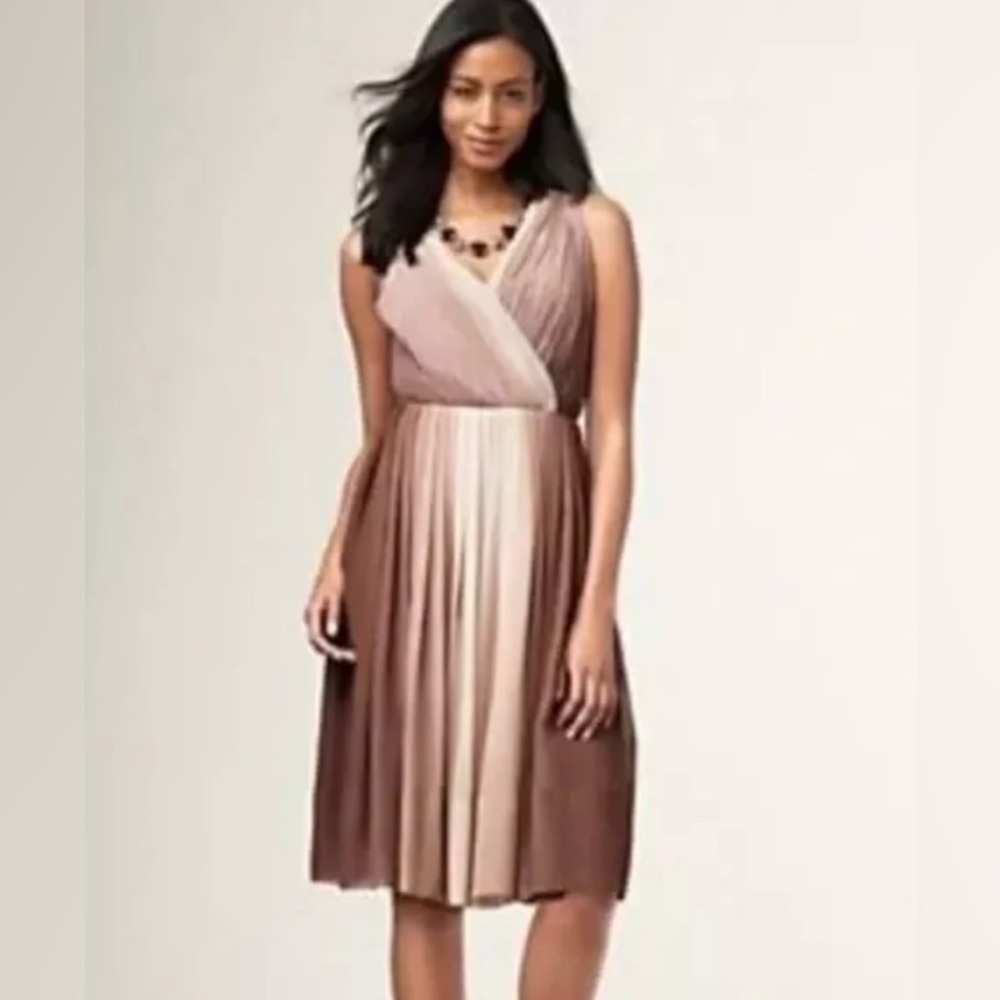 TALBOTS $189 Pleated Ombre Cocktail Dress Size 8